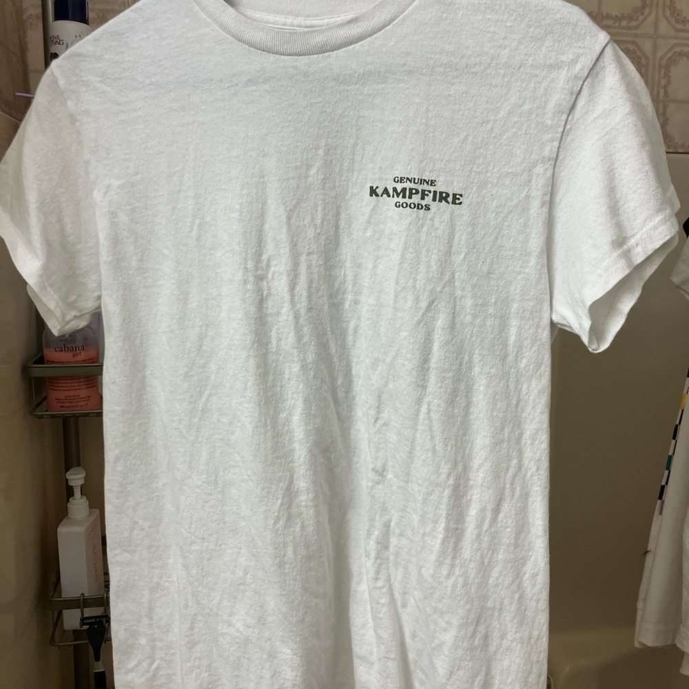 White Short Sleeve Tee with Chest Design